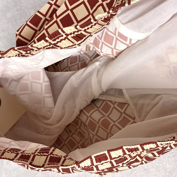 Dandy Del Mar Swim Trunks Shorts Mens XL Red Beige Check Nylon Preppy Surf Beach - Picture 10 of 10